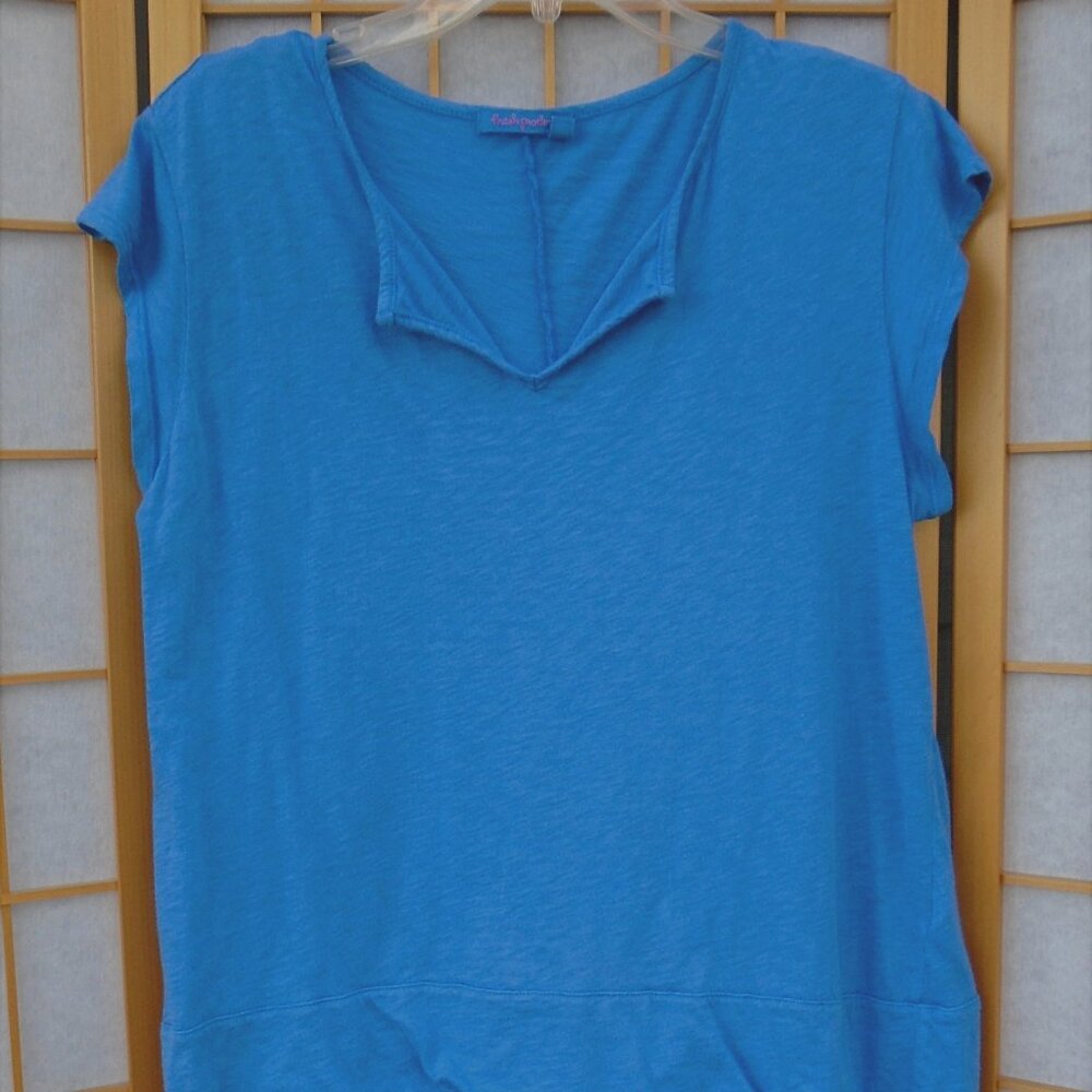FRESH PRODUCE Bayside blue Vintage Split Neck T light cotton